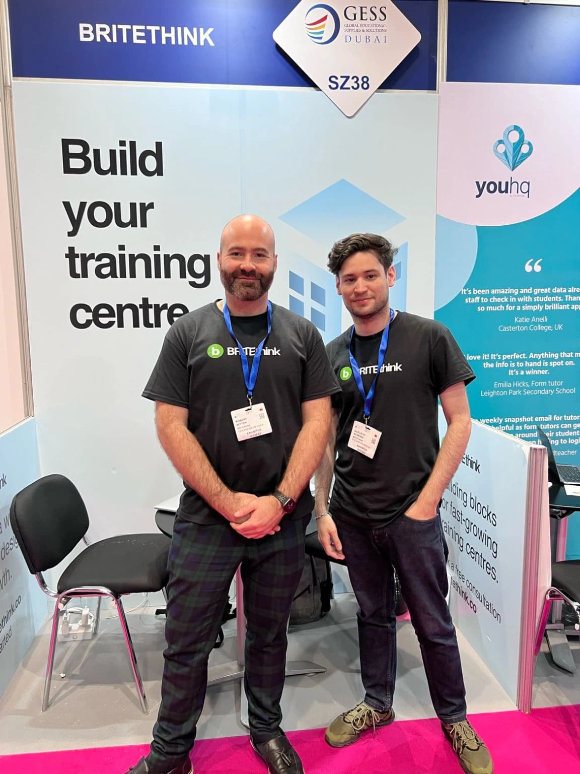 BRITEthink stand at GESS Dubai 2022 with BRITEthink Founder and CEO Robert Mitton (left) (blurred)